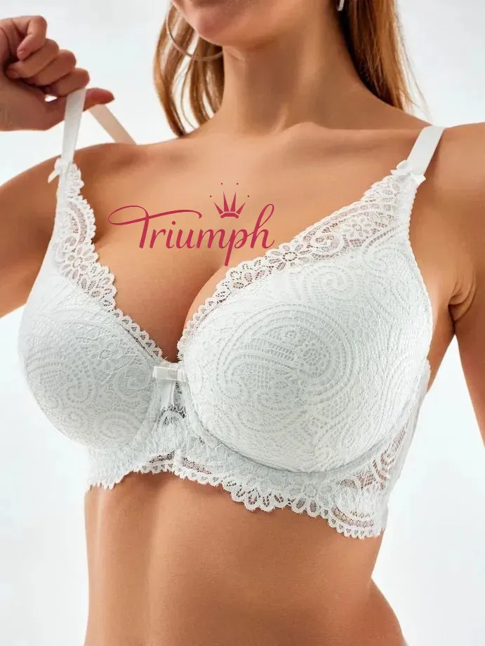 Triumph® 5 τεμάχια.💖50% έκπτωση✨Σουτιέν με δαντέλα για μεγάλα μεγέθη, βαθύ σχήμα V [65A-120H]