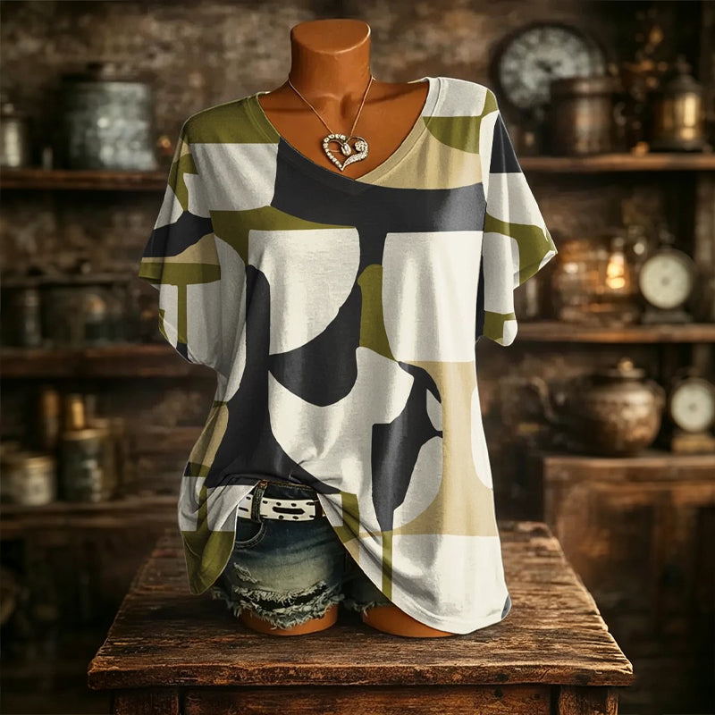 👕 Női Jégfrissítő Mintás V-nyakú Póló