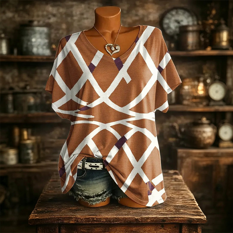 👕 Női Jégfrissítő Mintás V-nyakú Póló